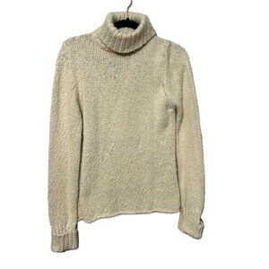 Sundance Cream Nubby Cotton Turtleneck Sweater Size Small